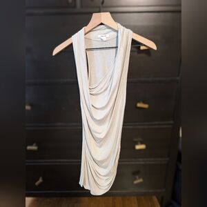 Helmut Lang | Light grey/beige sleeveless asymmetrical drapes top | sz P/small